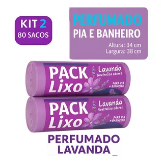 Kit 2 Saco Lixo Banheiro Cozinha Perfumado Lavanda Anti Odor