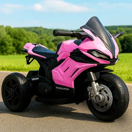 Moto Elétrica Infantil BrinqKids Rosa 6V Com Luzes E Buzina