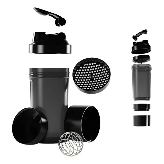 Coqueteleira Shaker Academia Compartimento 600ml Suplementos Fit Shakeira Masterheart®