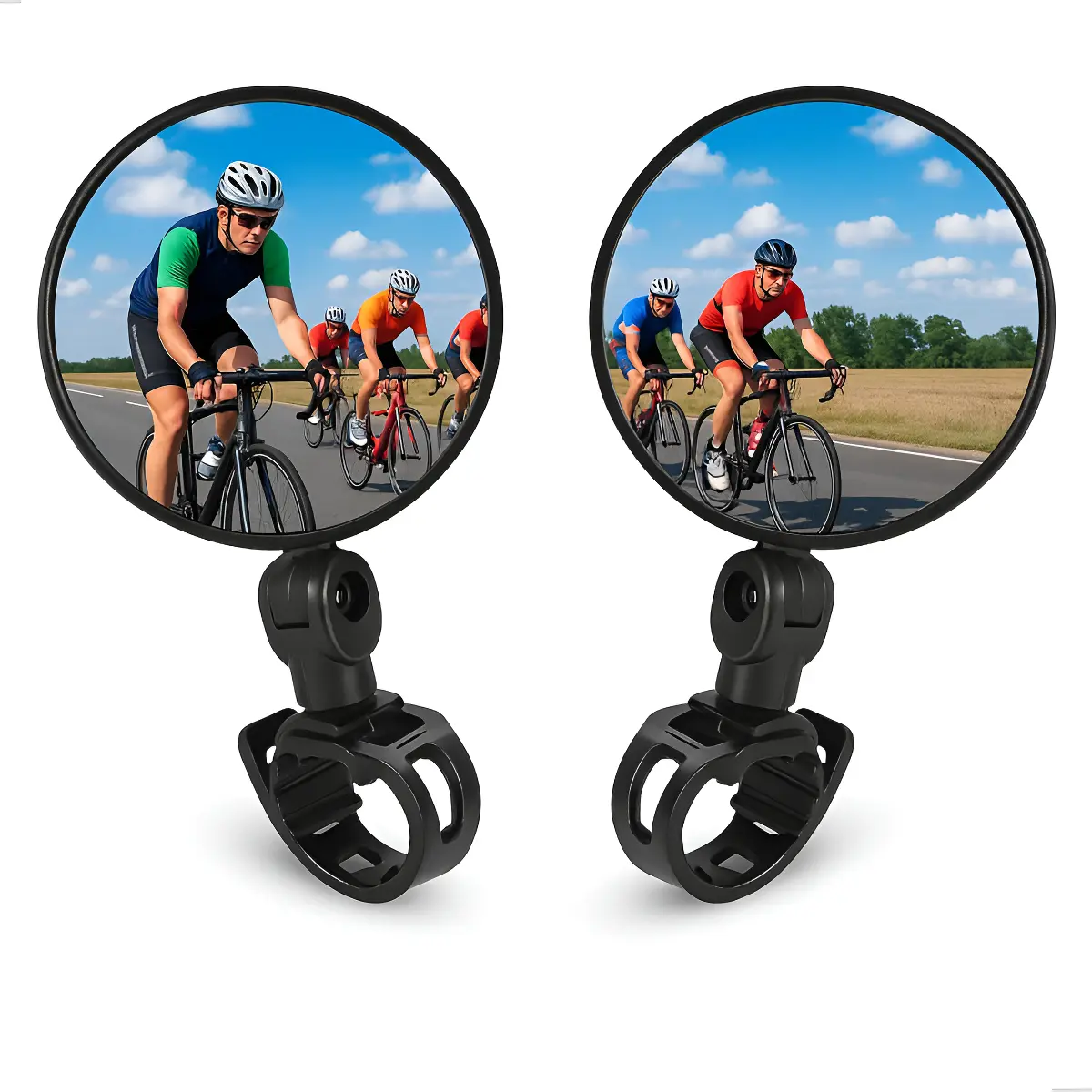 Kit 2 Retrovisores TechTrends 360° Convexo Para Bicicleta Preto