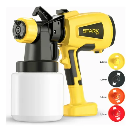 Pistola De Pintura Elétrica Pulverizadora Portátil 450w Sparkbr 1 Reservatório 1000ml Amarelo 220v