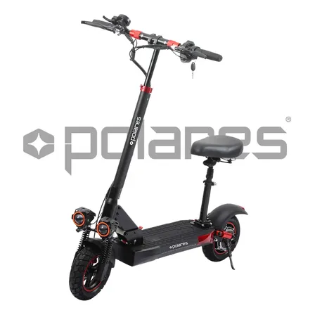 POLARES T10PRO V2 Patinete Elétrico Com Banco 800 Watts Polares Scooter Até 40km De Autonomia Velocidade Máxima Até 55km/h Preto
