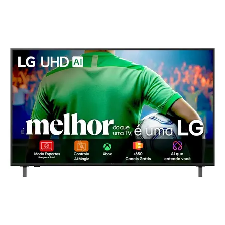 Smart TV LG UHD AI UA85 60 polegadas HDR10 Pro Processador α7 AI Ger 8 webOS 25