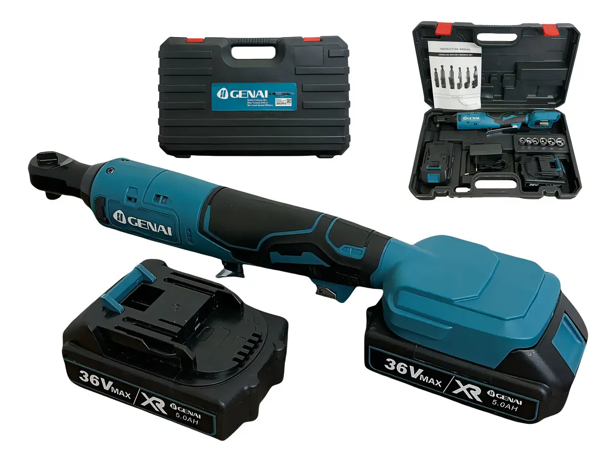 Chave Catraca Reversível Com Soquetes De Impacto 2 Bateria Iigenai Cor Azul-aço