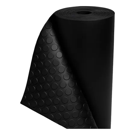 Piso Emborrachado Moeda Antiderrapante Preto 10m x 80cm Plastireal