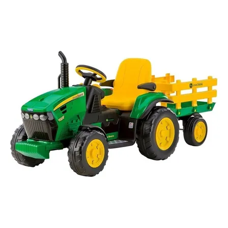 Trator John Deere Ground Force Peg Perego Bateria 12v + Book Verde E Amarelo