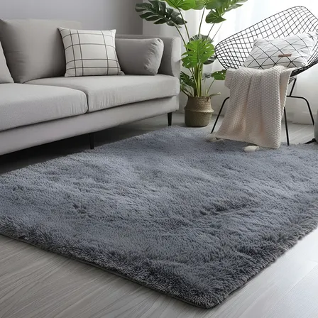 Tapete saggy, felpudo. Dhalishop Shaggy cor Cinza-escuro liso - de 2m x 1.4m