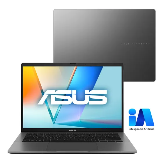 Notebook ASUS Vivobook S14 AI PC, Intel Core Ultra 5, 32GB RAM, 1TB SSD, Windows 11 Home, Tela 14" IPS, Matte Gray - S3407CA-LY115W