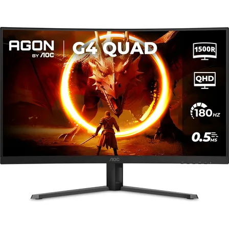 Monitor Gamer Curvo Aoc Agon Quad 32 180hz 0,5ms Cq32g4e Preto
