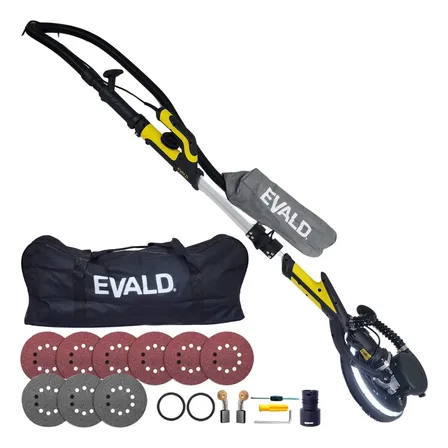 Lixadeira Parede E Teto Telescópica 360° Profissional 750w 1800rpm Com Saco Coletor E Acessórios Elpt750 Evald