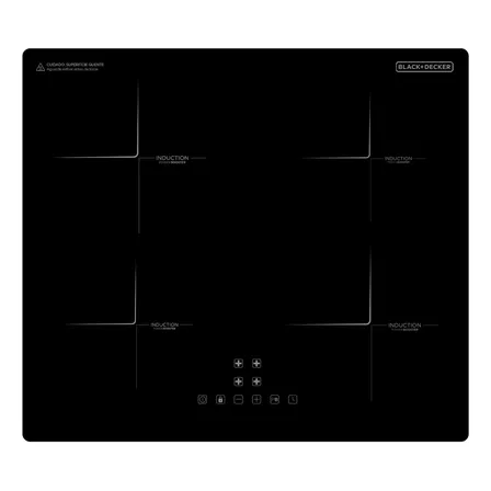 Cooktop de Indução Black Decker 4 Bocas e Função Power Booster - 4 Zonas, Display Digital, Tampo em Vidro Cerâmico e Trava de Segurança 220V 7200W