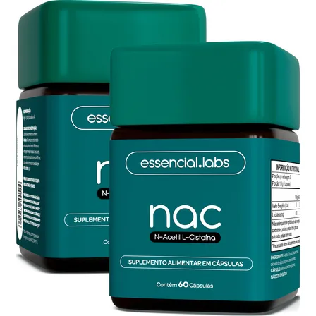02 POTES do NAC Acetilcisteina 600mg - Máxima Concetranção e Pureza - 120 Cápsulas