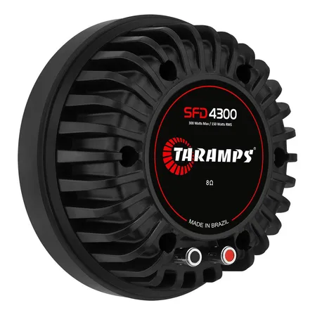 Driver Taramps Sfd 4300 Fenólico Corneta 150 Watts RMS 8 oh 300 w musical racha paredão paredinha reboque trio elétrico 4 vias timbre limpo médio ao médio agudo alta potencia robusto 300Hz a 6.000Hz