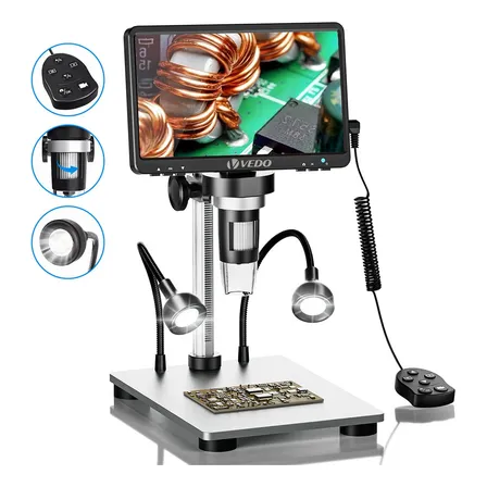 Microscópio Digital Vedo 1200x Tela 7'' 1080P USB Profissional