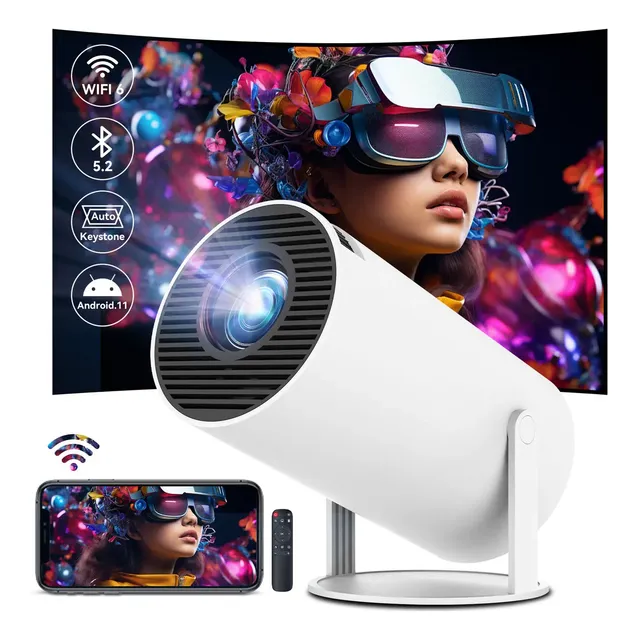 Projetor Vlx Led Hy300 4k Portátil Com Wi-fi Cor Branco 127/220v