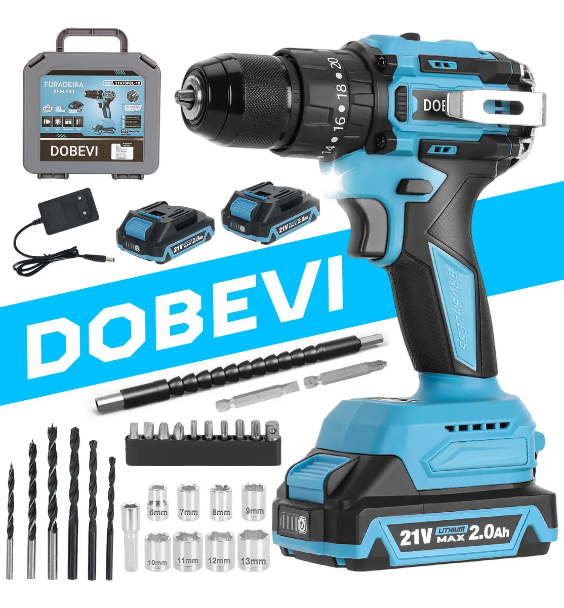 Furadeira Parafusadeira Impacto Brushless 3/8 10mm Dobevi