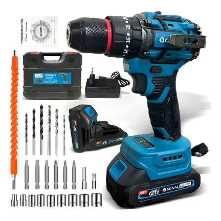 Parafusadeira Furadeira Impacto 21V Bivolt 2 Baterias Li-Ion Azul