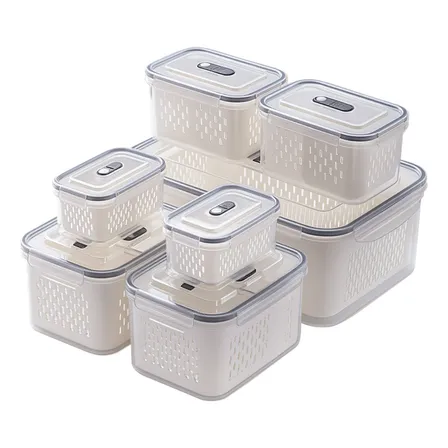 Kit 7 Organizadores Geladeira Armário Casa Cozinha Cesto Transparente