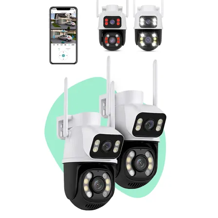 Kit 2 Câmera Segurança Ip Interna Externa Wifi A28 App Icsee Prova Dagua Ip66 Dome Lente Dupla Lentes 2 Em 1 Vigilância Visão Noturna Infravermelho Casenn