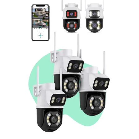 Kit 3 Câmera Segurança Ip Interna Externa Wifi A28 App Icsee Prova Dagua IP66 Dome Lente Dupla Lentes 2 Em 1 Vigilância Visão Noturna Infravermelho Casenn