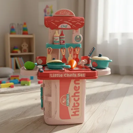 Mini Maleta Cozinha Infantil Portátil Com Acessório Completa Rosa