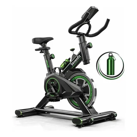 Bicicleta Ergométrica Fitness Para Cardio E Musculação Com Base Cor Preto E Verde 6kg Inercia Marca Sevenfit