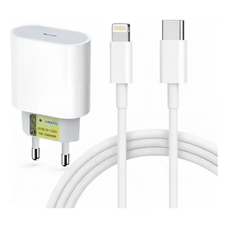 Carregador Turbo 30w Super Rápido USB-C Compatível Com iPhone 6 7 8 X Xr 11 12 13 14 Pro Max Fonte Com Entrada Tipo-c Certificado Pela Anatel