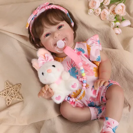 Brastoy Bebé Reborn 48cm Menina Doce Boneca Silicone Lavável Realista