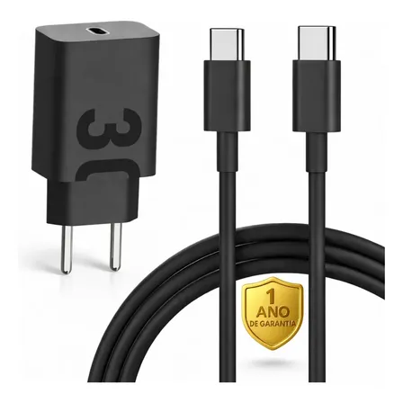 Carregador Turbo Power 30w Super Rápido Tipo C Para Motorola Moto G Samsung Galaxy S24 S23 S22 S21 S20 Fe Ultra Apple iPhone 15 16 17 Pro Max Xiaomi Redmi Com Cabo Blindado Certificado Pela Anatel
