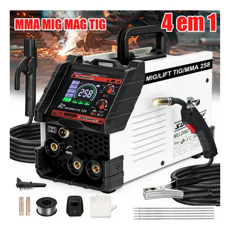 Máquina De Solda Inversora 258a Tig Lift Mma Bivolt Digital Igbt Alta Eficiência Arco Estável Profissional Residencial Oficina