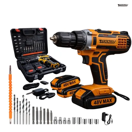 Parafusadeira Furadeira Impacto Sem Fio 2 Baterias Recarregável 48v Bivolt Velocidade Ajustavel Com Travas Mandril Resistente