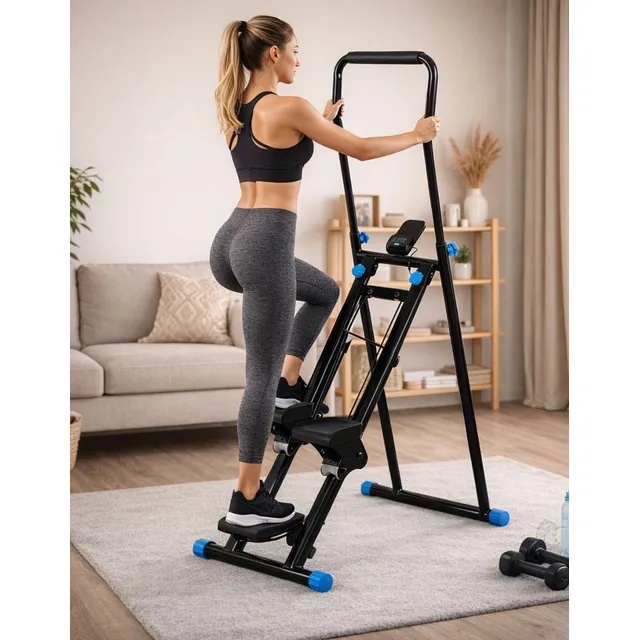 Simulador De Caminhada E Corrida Escalador Vertical Dobrável U-star Com Display Lcd Máquina De Escalada Em Casa Ideal Para Emagrecimento, Tonificação Muscular E Condicionamento Físico Preto