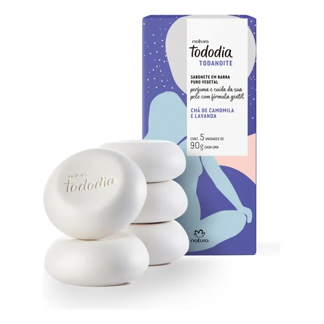 Sabonete Em Barra Natura Tododia Chá De Camomila E Lavanda 90 G X 5 Unidades