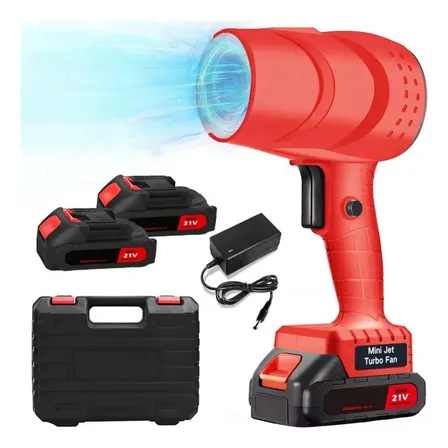 Portátil Eletro Aspirador Folhas Sem Fio,soprador De Ar Turbo 21v , Recarregável Potente,soprador Turbo Portátil Sem Fio,32000rpm,2 Baterias E Maleta Para Folhas Pó Limpeza Carro