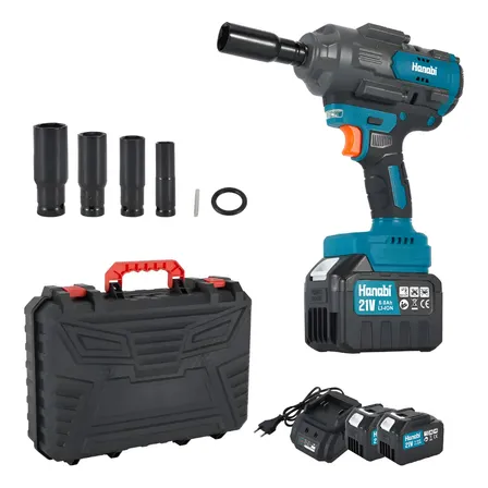 Chave De Impacto A Bateria 21v 6.0ah Brushless 1000n.m 60hz Azul-petróleo 110/220v 60