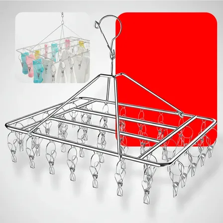 Varal Aço Inox Suspenso 40 Prendedores Roupa Íntima Calcinha Meia Cueca Lavanderia Apartamento