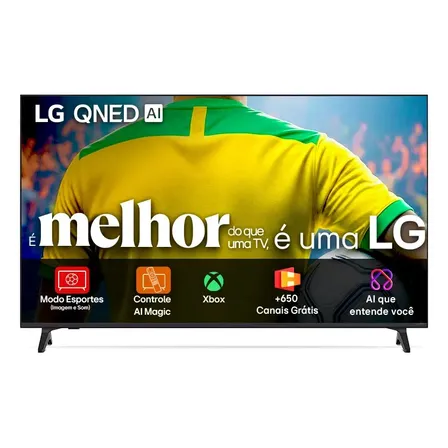 Smart TV 4K 50" LG QNED73 Portal de Games Processador AI α7 Ger8 4K Super Upscaling Google Cast Integrado Controle AI Magic WebOS 25 Modo Esportes Alerta de Esportes