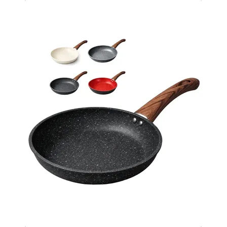 Frigideira Cerâmica 24cm Grande Premium Antiaderente Indução Fogão Gás Indução Cooktop Elétrico Panela Frita Sem Óleo Não Gruda Coisas De Casinha | Preto