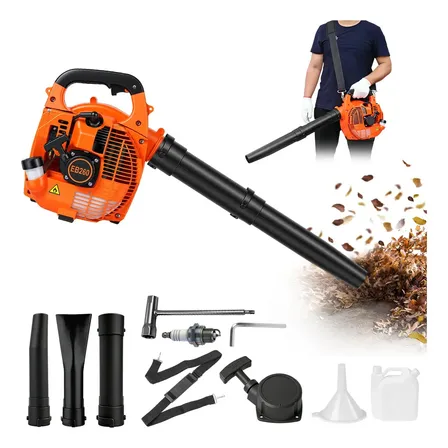Soprador De Folhas Profissional A Gasolina 25,4cc 2 Tempos,1250W /1.68HP /7500 RPM soprador de jardim com Dois tipos de bicos ,soprador a gasolina de 900 ML com alça de ombro