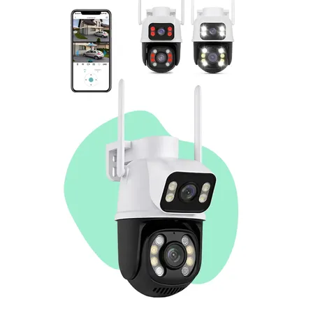 Câmera Segurança Ip Interna Externa Wifi A28 App Icsee Prova Dagua Ip66 Dome Lente Dupla Lentes 2 Em 1 Vigilância Visão Noturna Infravermelho Casenn