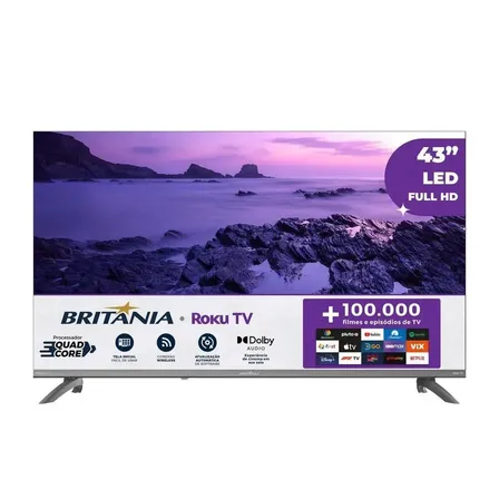 Smart Tv 43 Britânia B43cra Sistema Roku Tv Hdmi Usb