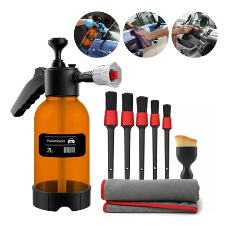 Kit Pulverizador Profissional 2l Pulverizador Híbrido 3 Em 1 Pressão 2 Litros Cor Laranja Profissional Com Pincel + Toalha Automotivo