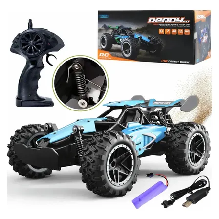 Carrinho Controle Remoto Recarregável Grande Off Road Cross Azul