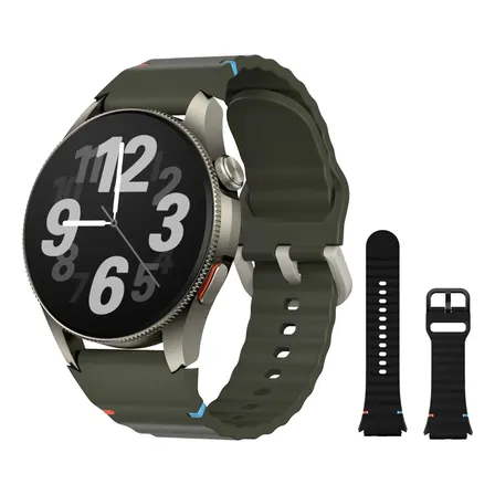 Smartwatch Aurafit Trek 2 Com Gps Resistente À Água 3atm Titânio Mesh Preto/verde