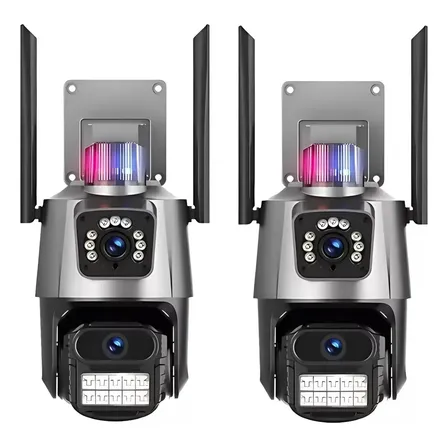 Kit 2 Câmera Segurança Wifi Lente Dupla 2x 3mp 360° Externa Cinza