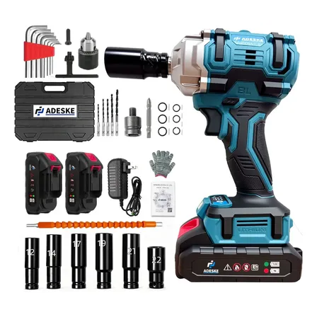 Kit Chave De Impacto Brushless Parafusadeira Ferramentas 2 Bateria Eletrica Com Acessorios Carregador Maleta Portatil 3300rpm 320nm Alta Potência Reforçada Portátil Acessórios Profissionalazul