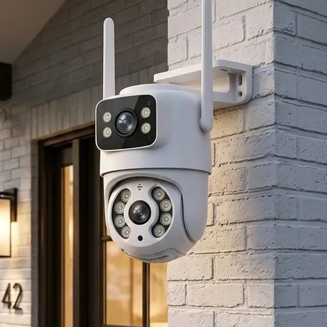 Câmera Segurança Ip Externa Wifi A59 App Yoosee Prova Dagua Ip66 Dome Lente Dupla Lentes 2 Em 1 Vigilancia Visão Noturna Infravermelho Fantech