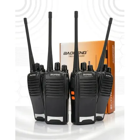 Kit 4 Rádio Comunicador Baofeng Walkie Talkie BF-777S Profissional 16 Canais 16ch 5W Longo Alcance Até 12km Preto - Marca Hardline