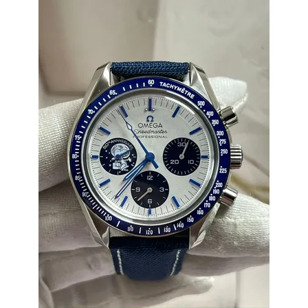 Relogio Omega Speedmaster Silver Snoopy Award 50th Super Eta Azul Branco
