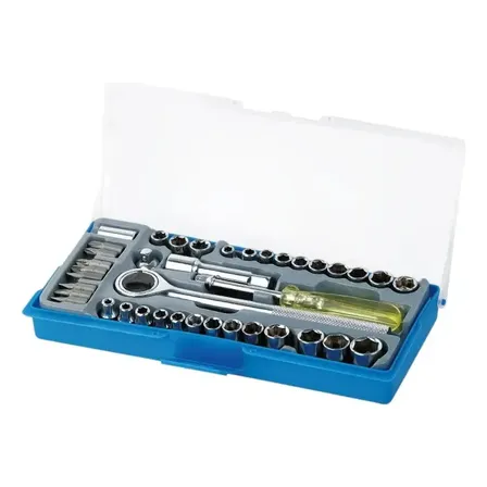 Kit Jogo De Chave Catraca Reversível Soquete C/40 Pçs Maleta Chave Catraca